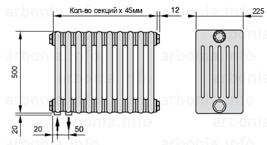 Схема (чертеж) радиатор
